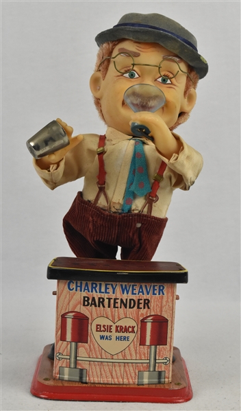 Vintage 1962 Charlie Weaver Battery Operated Bartender Doll