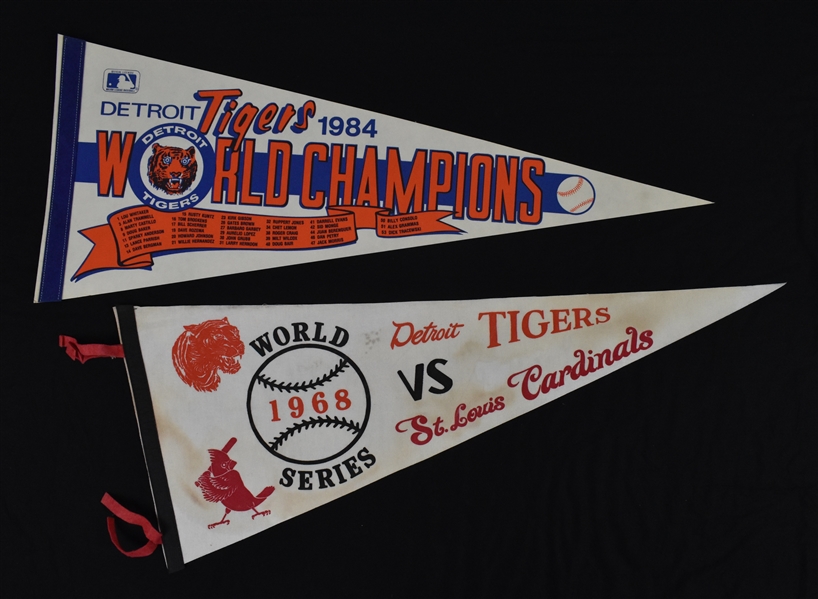 Detroit Tigers Lot of 2 Pennants w/1968 World Series Championship