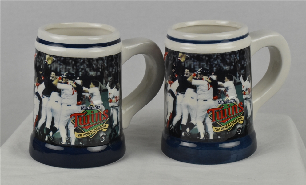 Minnesota Twins 1991 World Series Champions Lot of 2 Collectors Steins
