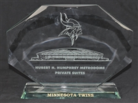 Minnesota Twins & Vikings Metrodome Private Suite Plaque