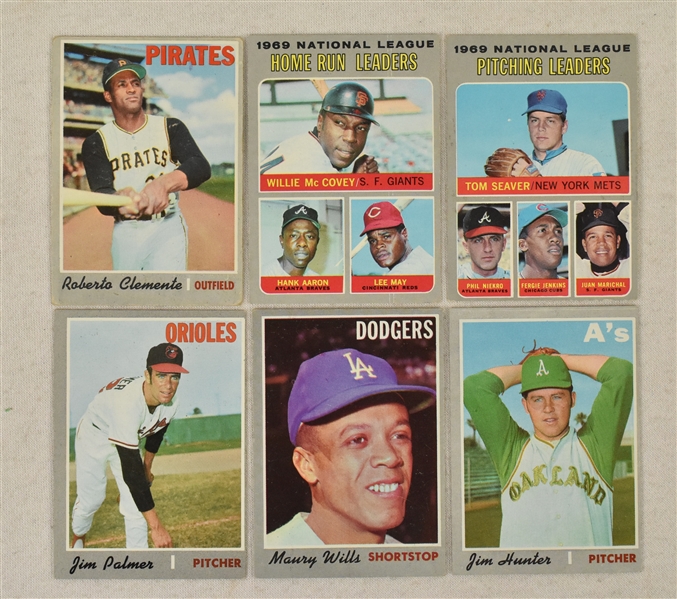 Lot of 6 Vintage 1970 Topps Baseball Cards w/Roberto Clemente