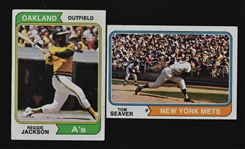 Lot of 2 Vintage 1974 Topps Cards w/Tom Seaver & Reggie Jackson