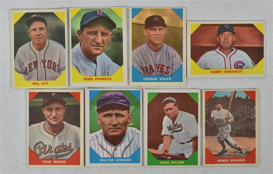 Lot of 8 Vintage 1960 Fleer Baseball Cards w/Mel Ott & Walter Johnson
