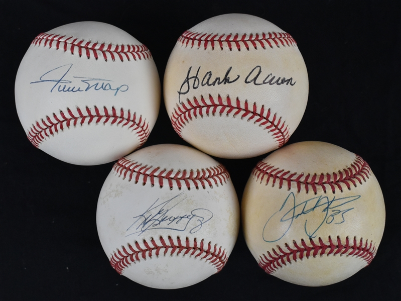 Collection of 4 Autographed 500 HR Club Baseballs w/Willie Mays & Hank Aaron