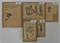 Collection of 5 Vintage Ty Cobb Newspapers