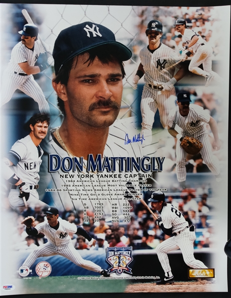 Don Mattingly Autographed 16x20 Career Stats Photo PSA/DNA