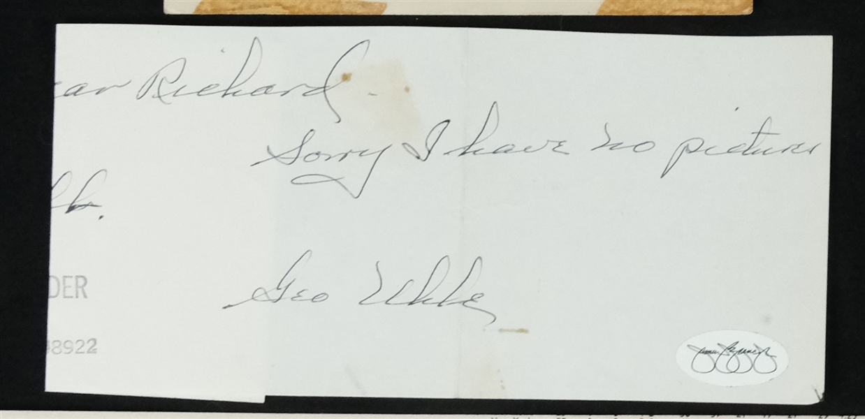 George Uhle Autographed Cut Signature JSA