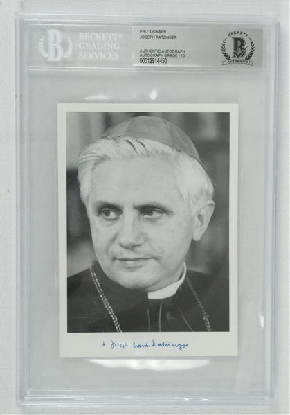Pope Benedict XVI Autographed 4x4 Photo BGS 10 Gem Mint