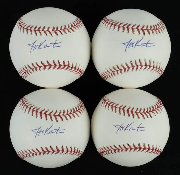 Jeff Karstens Lot of 4 Autographed Baseballs MLB
