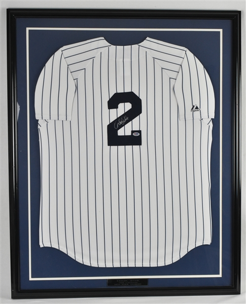 Derek Jeter Autographed New York Yankees Framed Jersey PSA/DNA