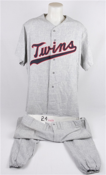 Shane Mack 1994 Minnesota Twins Game Used 1965 "Turn Back the Clock" Flannel Jersey & Pants Worn May 8th