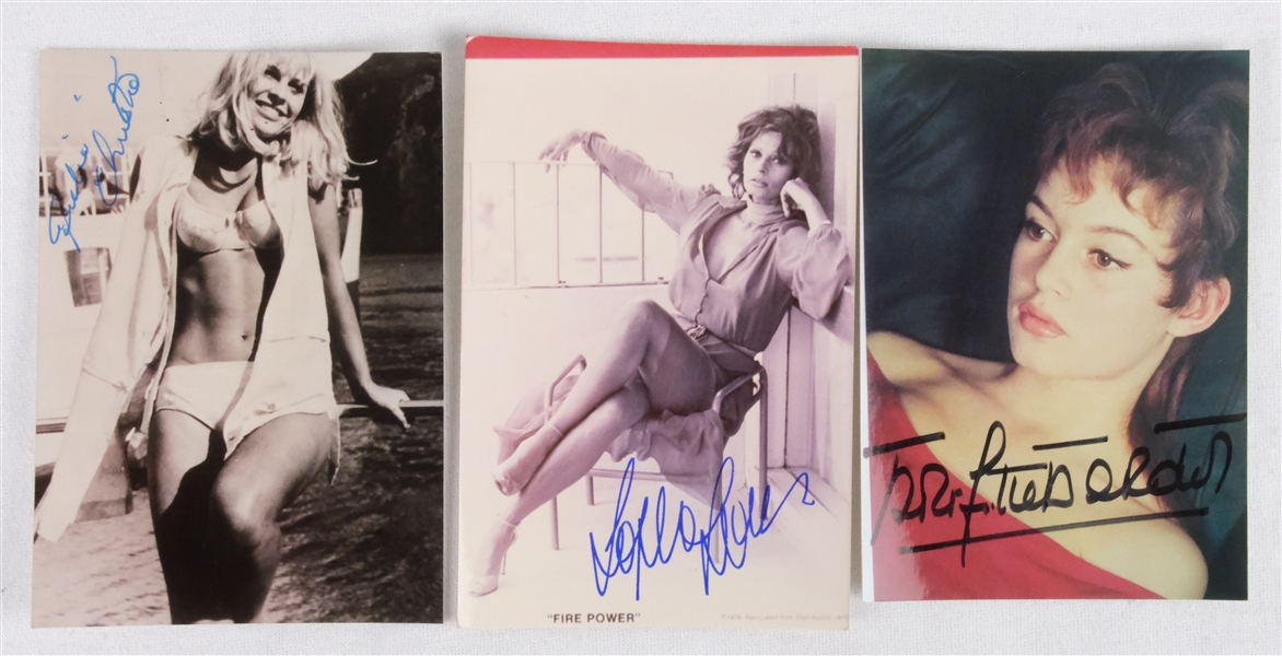 Sophia Loren Brigitte Bardot & Julie Christie Autographed 3x5 Photos