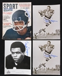 Gale Sayers Lot of 4 Autographed Photos & Magazine
