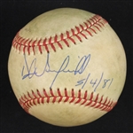 Dave Winfield Game Used & Autographed Baseball Dated 5/4/81