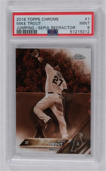Mike Trout 2016 Topps Chrome #1 Jumping Sepia PSA 9 Mint