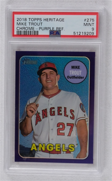 Mike Trout 2018 Topps Heritage Purple #275 PSA 9 Mint