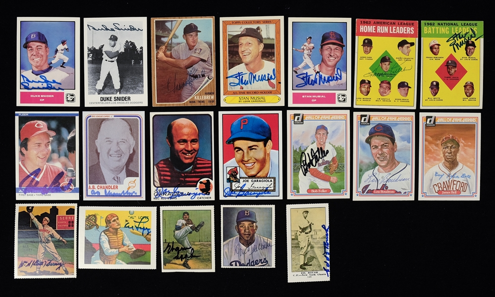 Collection of 19 Autographed Baseball Cards w/Killebrew & Musial
