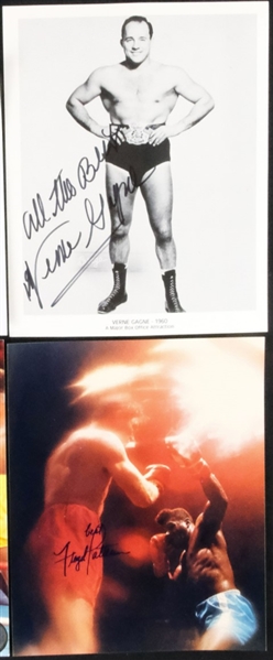Collection of 2 Autographed Boxing & Wrestling Photos w/Floyd Patterson