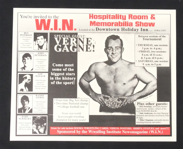 Lot of 2 Vintage Wrestling Posters w/Verne Gagne & Uncut Sheet
