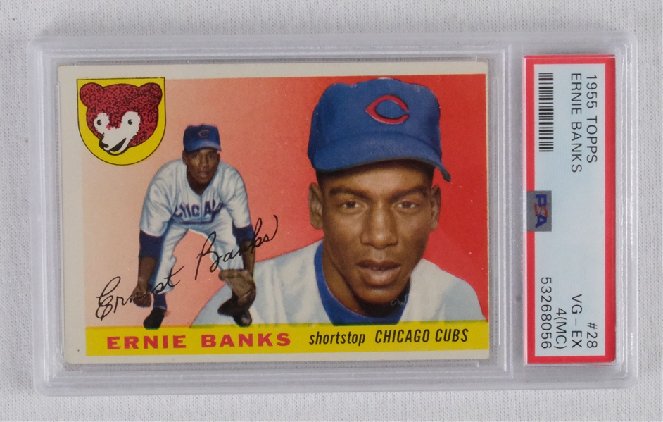 Chicago Cubs 1950s Lot of 6 Topps PSA Graded Card Collection w/1955 Ernie Banks  