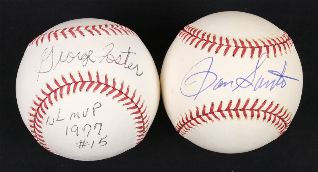 Ron Santo & George Foster Autographed Baseballs JSA