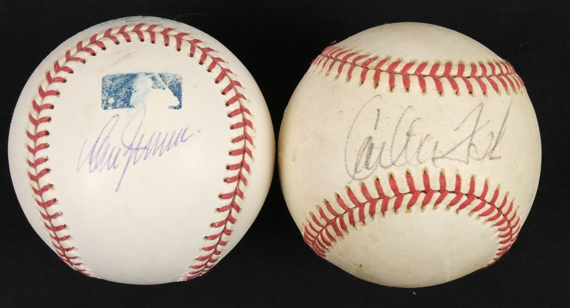 Carlton Fisk & Don Zimmer Autographed Game Used Baseballs