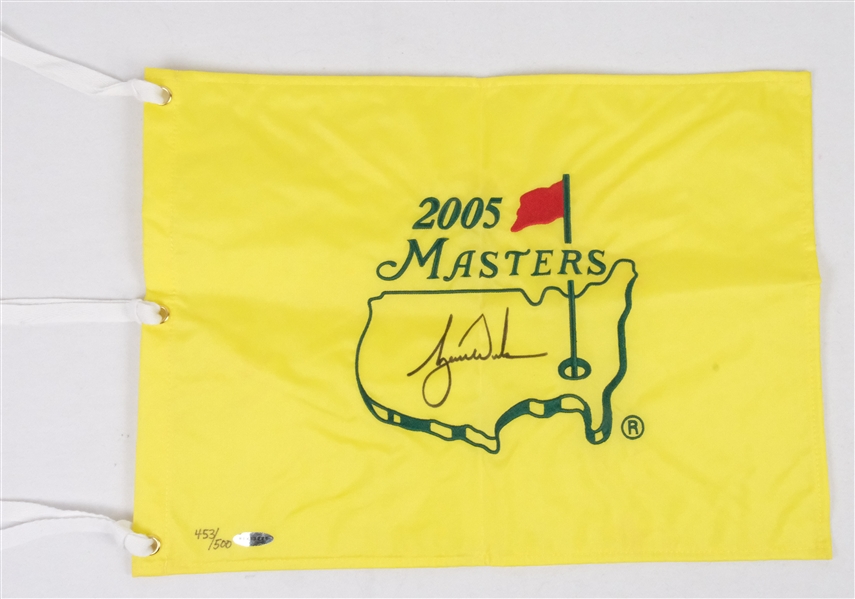 Tiger Woods Autographed 2005 Masters Limited Edition Golf Flag #453/500 UDA