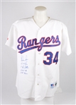 Nolan Ryan Texas Rangers Autographed & Multi Inscribed Stat Jersey