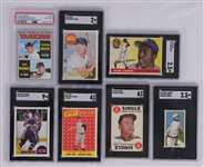 Collection of 7 Graded Cards w/ 1969 Topps Mickey Mantle & T206 Chief Bender
