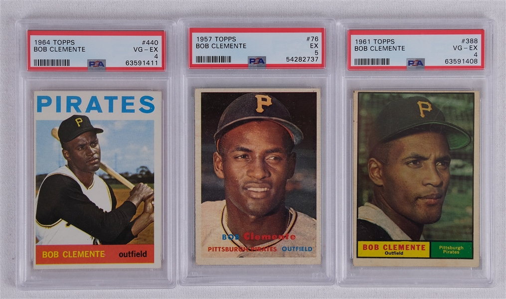 Roberto Clemente Lot of 3 Graded Baseball Cards 