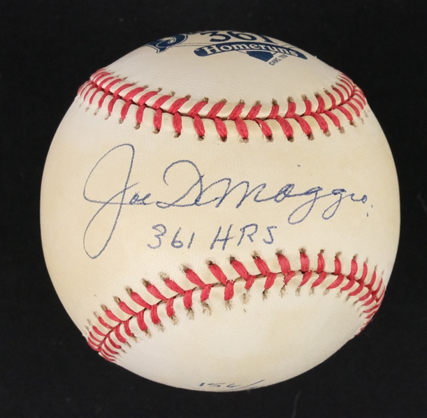Joe DiMaggio Autographed & Inscribed 361 HR Baseball