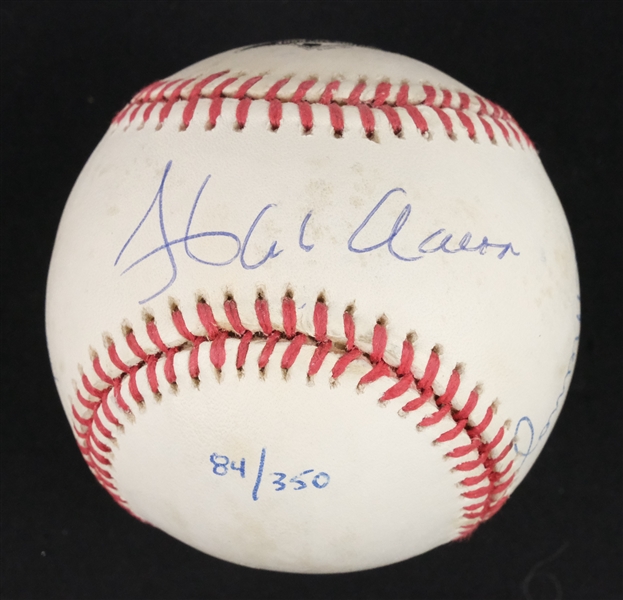 Willie Mays Hank Aaron & Eddie Murray 3500 Club Autographed & Inscribed Baseball