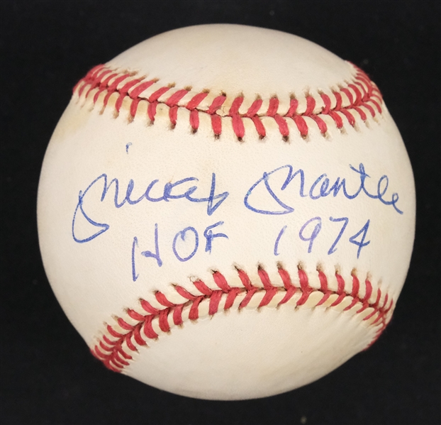 Mickey Mantle Autographed & Inscribed HOF 1974 Baseball JSA