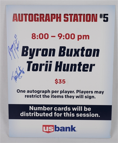 Byron Buxton & Torii Hunter Dual Autographed Advertisement Signed at TwinsFest