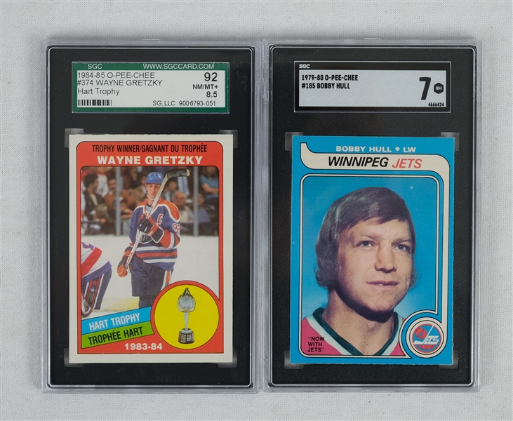 Wayne Gretzky & Bobby Hull SGC Graded Hockey Cards