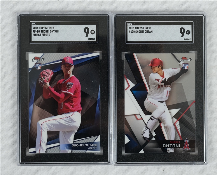Shohei Ohtani Lot of 2 Topps Finest 2018 Rookie Cards SGC