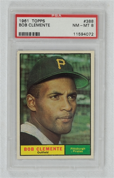 Roberto Clemente 1961 Topps Baseball Card #388 PSA 8 NM-MT