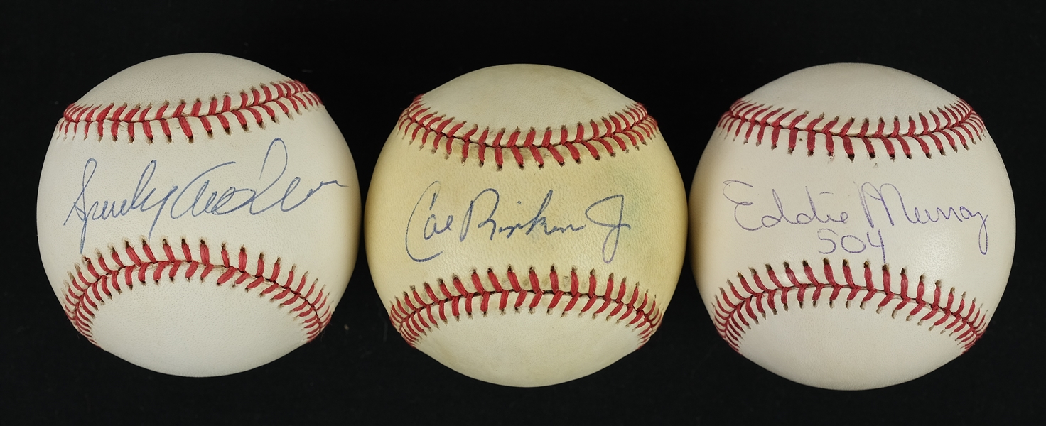 Cal Ripken Jr Sparky Anderson & Eddie Murray Autographed Baseballs