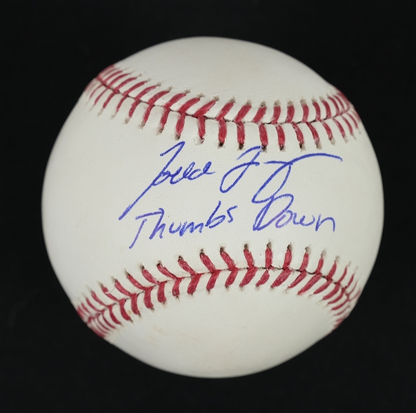 Todd Frazier Autographed & Inscribed Thumbs Down Baseball Steiner