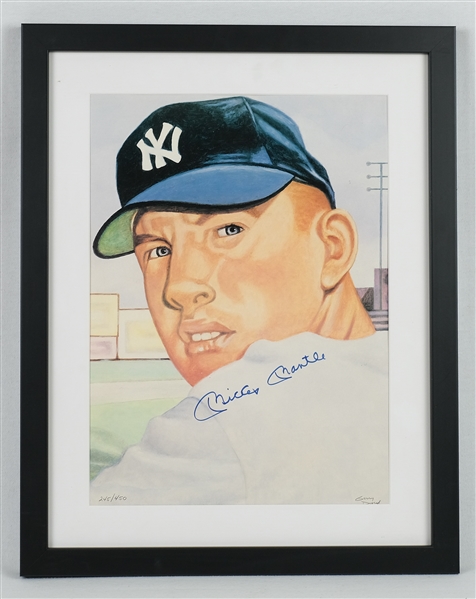 Mickey Mantle Autographed 1953 Topps Limited Edition Framed 17x23 Lithograph #245/450
