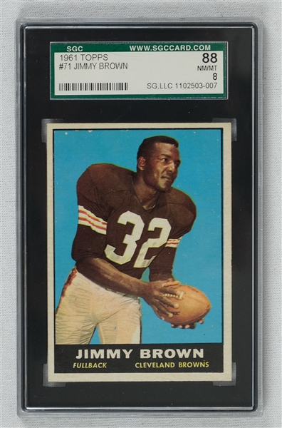Jim Brown 1961 Topps Football Card #71 SGC 88 NM-MT