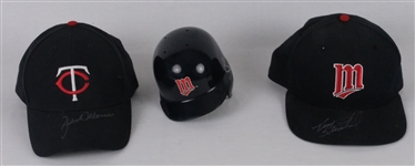 Minnesota Twins Autographed Hats & Mini Helmet w/Jack Morris