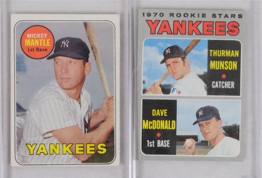 Mickey Mantle 1969 Topps & Thurman Munson 1970 Topps Rookie Card