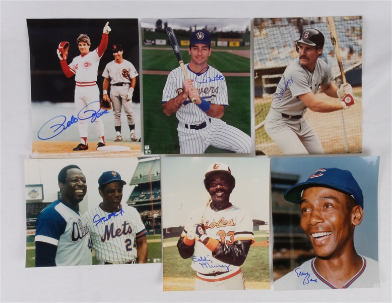 Collection of 6 Autographed 8x10 Photos w/Willie Mays