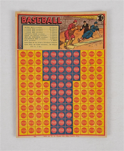 Vintage 1930 Baseball Punch Card (Error Version)