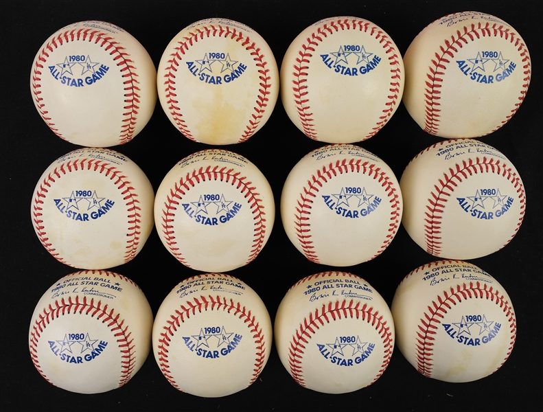 Lot of 12 Rawlings 1980 All-Star Game Baseballs