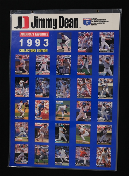 Jimmy Dean 1993 Uncut Baseball Card Sheet