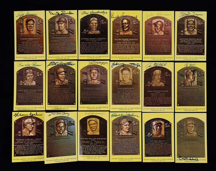 Collection of 18 Hall of Fame Plaque Postcards w/Joe DiMaggio  