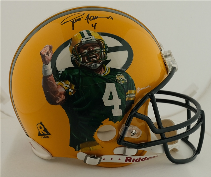 Brett Favre Autographed Hand Painted Full Size Authentic Green Bay Packers Helmet