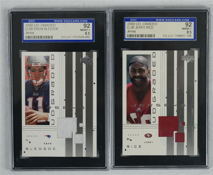 Lot of 2 Graded 2000 UD Game Used Jersey Cards w/ Jerry Rice 